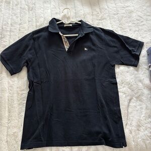 Burberry Black Polo Shirt with Check Collar